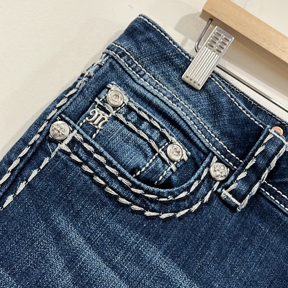 Miss Me Saddle Border Stitch Signature Skinny Jeans Dark Wash size 30 - Picture 7 of 16